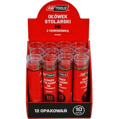 AWTools AWTOOLS OŁÓWEK STOLARSKI HB CZERWONY DO DREWNA 10 SZTUK AW29600 6685274 5903041035756