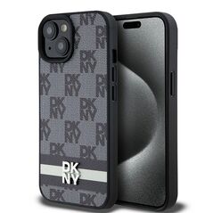 DKNY IPhone 15 Case - DKNY Leather Checkered Mono Pattern & Printed Stripes (DKHCP14SPCPTSSK) - Black 3666339263157 έως 12 άτοκες Δόσεις