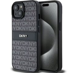 DKNY IPhone 15 iPhone Case - DKNY Leather Mono Stripe & Metal Logo (DKHCP15SPRTHSLK) - Black 3666339260392 έως 12 άτοκες Δόσεις