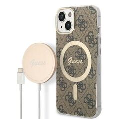 Set Guess GUBPP14SH4EACSW Case+ Charger iPhone 14 6.1&quot; brown/brown hard case 4G Print MagSafe 3666339102890