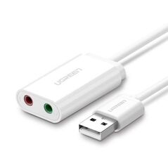 External USB audio card UGREEN 15cm (white) 6957303831432