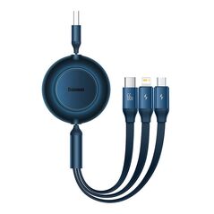 Baseus Bright Mirror 3, USB 3-in-1 cable for micro USB / USB-C / Lightning 66W / 2A 1.1m (Blue) 6932172609108