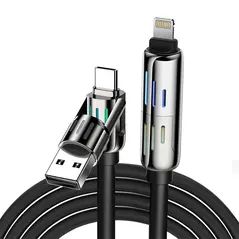 Blitzwolf BW-HDC6 cable USB-C, USB-A / USB-C, Lightning 1.2m 240W RGB (black)