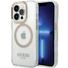 Guess case for iPhone 15 6,1&quot; GUHMP15SHTRMD gold HC Magsafe Metal Outline 3666339196899