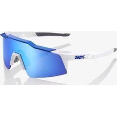 100% Okulary 100% SPEEDCRAFT SL Matte White/Metallic Blue - HiPER Blue Multilayer Mirror Lens (Szkła Niebieskie Lustrzane Wielowarstwowe, przepuszczalność światła 15% + Szkła Przeźroczyste, przepuszczalność światła 93%) (NEW)