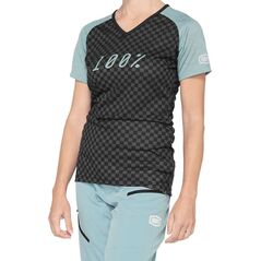 100% Koszulka damska 100% AIRMATIC Women's Jersey krótki rękaw seafoam checkers roz. L (NEW 2021)