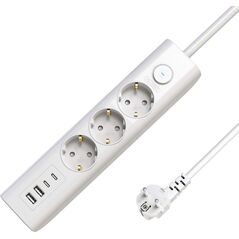 3-way USB Schuko Power Strip