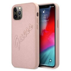 Original Case IPHONE 12 PRO MAX Guess Hardcase Saffiano Vintage Script (GUHCP12LRSAVSRG) pink 3666339002732