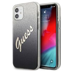 Original Case IPHONE 12 MINI Guess Hardcase Glitter Gradient Script (GUHCP12SPCUGLSBK) black 3700740494707