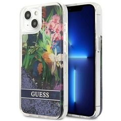 Case IPHONE 13 MINI Guess Hardcase Flower Liquid Glitter (GUHCP13SLFLSB) blue 3666339041236