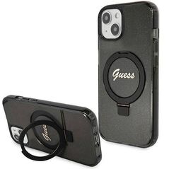 Guess GUHMP14SHRSGSK iPhone 14 / 15 / 13 6.1" black/black hardcase Ring Stand Script Glitter MagSafe 3666339156282