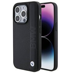 Original Case APPLE IPHONE 15 PRO MAX BMW Hardcase Leather Textured & Stripe (BMHCP15X22RDPK) black 3666339142810