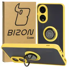 Bizon Case Hybrid Ring Oppo A78 4G smoky with a yellow frame