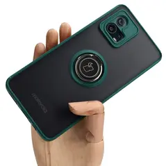 Bizon Case Hybrid Ring Motorola Moto G72 smoky with a dark green frame