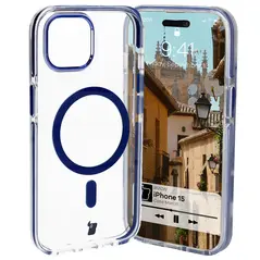 Bizon Case Marco Apple iPhone 15 clear with blue frame