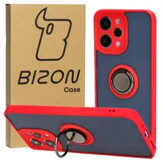 Bizon Case Hybrid Ring Xiaomi Redmi 12 smoky with a red frame