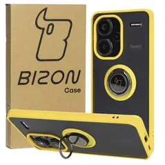 Bizon Case Hybrid Ring Xiaomi Redmi Note 13 Pro+ 5G smoky with a yellow frame