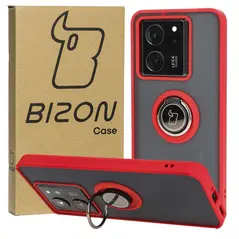 Bizon Case Hybrid Ring Xiaomi 13T Pro / 13T smoky with a red frame