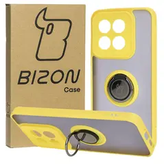 Bizon Case Hybrid Ring Xiaomi 14 smoky with a yellow frame