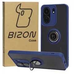 Bizon Case Hybrid Ring Xiaomi Redmi 13C / Xiaomi Poco C65 smoky with a navy blue frame