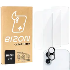 BIZON Clear 3x screen glass + camera glass Apple iPhone 16