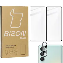 BIZON Edge 2x screen glass + camera glass Samsung Galaxy M55 5G