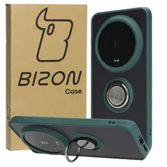 Bizon Case Hybrid Ring Xiaomi 14 Ultra smoky with a dark green frame