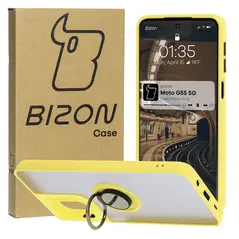 Bizon Case Hybrid Ring Motorola Moto G55 5G smoky with a yellow frame