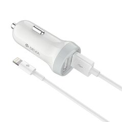 DEVIA Smart Series Dual USB Car Charger Suit with Lightning Cable White (5V, 3.1A, 2USB) DVCC-326905 4566 έως 12 άτοκες Δόσεις