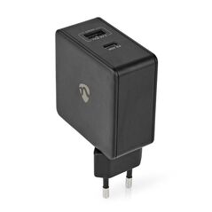 Nedis Φορτιστής Χωρίς Καλώδιο με Θύρα USB-A και Θύρα USB-C 45W Power Delivery Μαύρος (WCPD45W100) (NEDWCPD45W100BK) έως 12 άτοκες Δόσεις