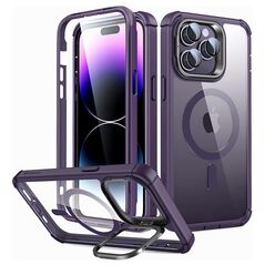ESR Husa pentru iPhone 14 Pro Max + Folie - ESR Shock Armor Kickstand HaloLock - Clear Purple 4894240176092 έως 12 άτοκες Δόσεις