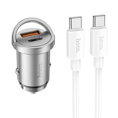 HOCO - NZ10 car charger 2 x USB QC3.0 18W + Cable Type C for Type C Silver HOC-NZ10c-SL 69313 έως 12 άτοκες Δόσεις
