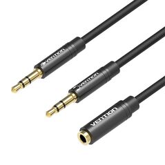 Vention Stereo Splitter Dual 3.5mm Male to 3.5mm Female Vention BBOBY 0.3m (black) 051106 6922794736047 BBOBY έως και 12 άτοκες δόσεις