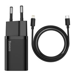 Baseus Baseus - Wall Charger Super Si (TZCCSUP-B01) - USB-C, PD, 20W with Cable Type-C to Lightning - Black 6953156230057 έως 12 άτοκες Δόσεις