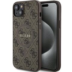 Guess case for iPhone 15 Plus 6,7&quot; GUHMP15MG4GFRW brown HC MAGSAFE PU 4G RING CLASSIC LOGO 3666339226473