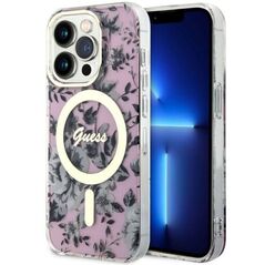 Guess case for iPhone 14 Pro 6,1&quot; GUHMP14LHCFWSP pink hardcase Magsafe IML Flower 3666339115579