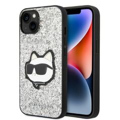 Karl Lagerfeld case for iPhone 14 6,1&quot; KLHCP14SG2CPS silver hardcase Glitter Choupette Patch 3666339099435