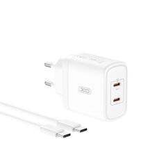 XO wall charger CE08 PD 50W 2x USB-C white + USB-C - USB-C cable 6920680845828