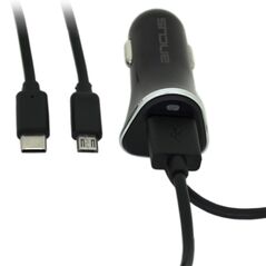 Ancus Φορτιστής Αυτοκινήτου Ancus USB 2400 mAh 5V 12W με Καλώδιο Micro USB και Έξτρα Έξοδο USB 12/24V + Καλώδιο σύνδεσης Jasper USB-C 2,1Α 1m 40259 40259