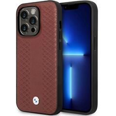 Case BMW BMHCP14L22RFGR iPhone 14 Pro 6.1&quot; Burgundy/burgundy Leather Diamond Pattern