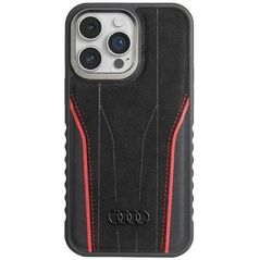 Original Case APPLE IPHONE 15 PRO MAX Audi Genuine Leather MagSafe (AU-TPUPCMIP15PM-R8/D3-RD) black & red 6955250226806