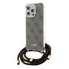 Guess case for  iPhone 15 Pro Max 6,7&quot; GUHCP15XHC4SEW HC CROSSBODY CORD 4G PRINT BROWN 3666339148096