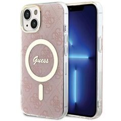 Original Case IPHONE 13 / 14 / 15 Guess Hardcase IML 4G MagSafe (GUHMP15SH4STP) pink 3666339194666