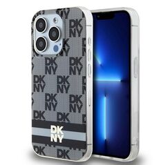 DKNY case for iPhone 15 Pro 6,1&quot; DKHMP15LHCPTSK black HC Magsafe pc tpu checkered pattern w printed stripes 3666339269371