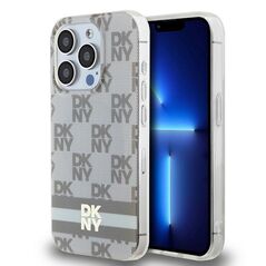 DKNY case for iPhone 15 Pro 6,1&quot; DKHMP15LHCPTSE beige HC Magsafe pc tpu checkered pattern w printed stripes 3666339269517