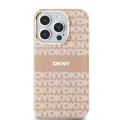 DKNY case for iPhone 15 6,1&quot; DKHMP15SHRHSEP pink HC Magsafe pc tpu repeat texture pattern w stripe 3666339267674