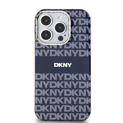 DKNY case for iPhone 15 6,1&quot; DKHMP15SHRHSEB blue HC Magsafe pc tpu repeat texture pattern w stripe 3666339267810