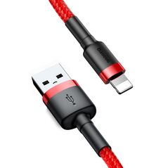 Baseus Cablu USB to Lightning, 2.4A, 480Mbps, 1m - Baseus Cafule (CALKLF-B09) - Red 6953156274969 έως 12 άτοκες Δόσεις