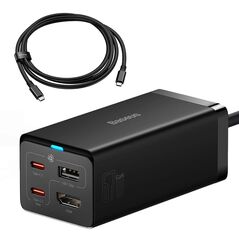 Baseus HDMI 4K 30Hz Charging Station, 2x Type-C, USB, 67W, 1.5m + Type-C Cable, 100W, 40Gbps, 1m - Baseus GaN5 Pro (CCGP110201) - Black 6932172613006 έως 12 άτοκες Δόσεις