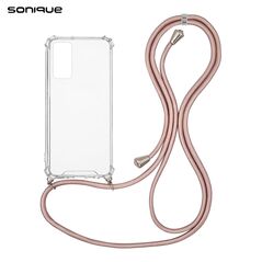 Θήκη Σιλικόνης με Κορδόνι Sonique Armor Clear Samsung Galaxy M14 5G Ροζ Χρυσό Σατινέ - Sonique - Ροζ Χρυσό Σατινέ - Galaxy M14 5G